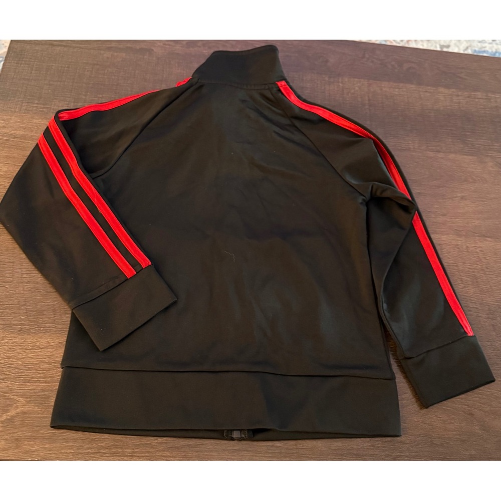 Adidas‎ Boys Tracksuit Set Black Red 3-Stripe Zip Jacket Jogger Pants Size 4 - Picture 5 of 8
